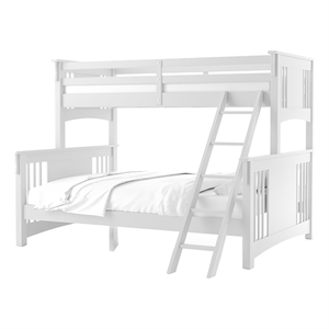 bowery hill transitional solid wood twin over queen bunk bed in white