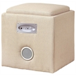 Bowery Hill Fabric Square Ottoman with Bluetooth Speaker in Ivory