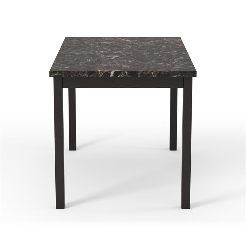 Bowery Hill Faux Marble Top Dining Table in Black