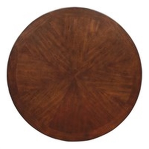 Bowery Hill Wood Round Pedestal Dining Table in Cherry Finish