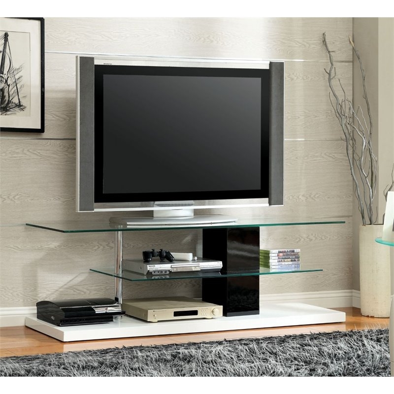 Bowery Hill Contemporary Glass TV Stand for TVs up to 63