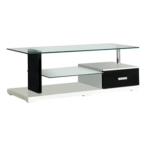 Bowery Hill Modern Glass/Wood TV Stands for TVs up to 55.13&quot in White