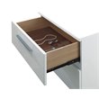 Bowery Hill Solid Wood Glossy White Nightstand Rectangular Felt-Lined Drawer 23.25