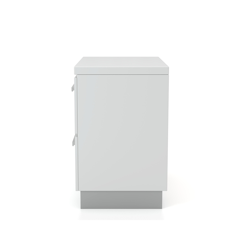 Bowery Hill Solid Wood Glossy White Nightstand Rectangular Felt-Lined Drawer 23.25