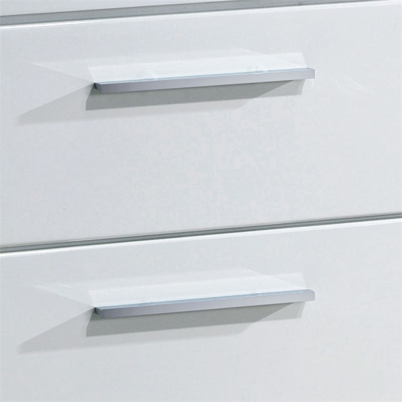 Bowery Hill Solid Wood Glossy White Nightstand Rectangular Felt-Lined Drawer 23.25