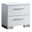 Bowery Hill Solid Wood Glossy White Nightstand Rectangular Felt-Lined Drawer 23.25