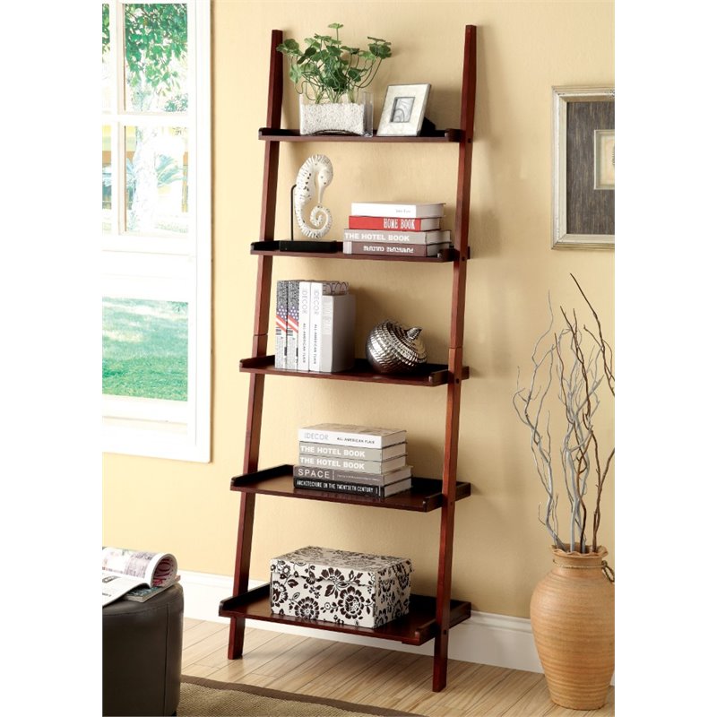 Bowery Hill 5 Shelf Ladder Bookcase in Cherry BH1465488