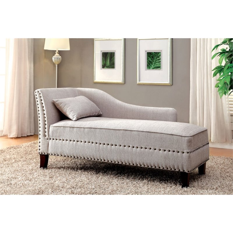 Bowery Hill Modern Fabric Chaise Lounge in Beige