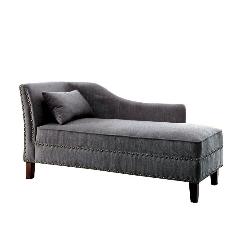 Bowery Hill Modern Fabric Chaise Lounge in Gray