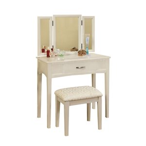 bowery hill vanity set with stool in white