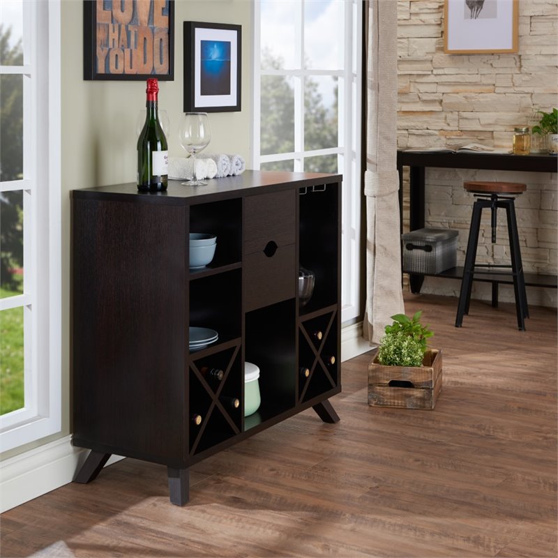 Bowery Hill Engineered Wood Wine Rack/Buffet in Cappuccino