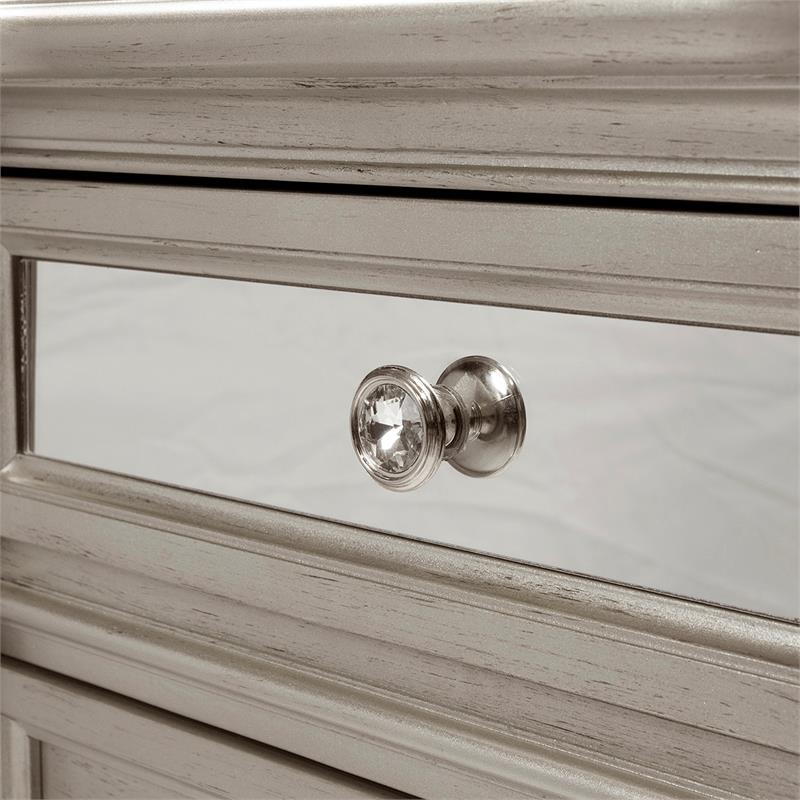 Bowery Hill 5 Drawers Transitional Solid Wood Chest in Silver