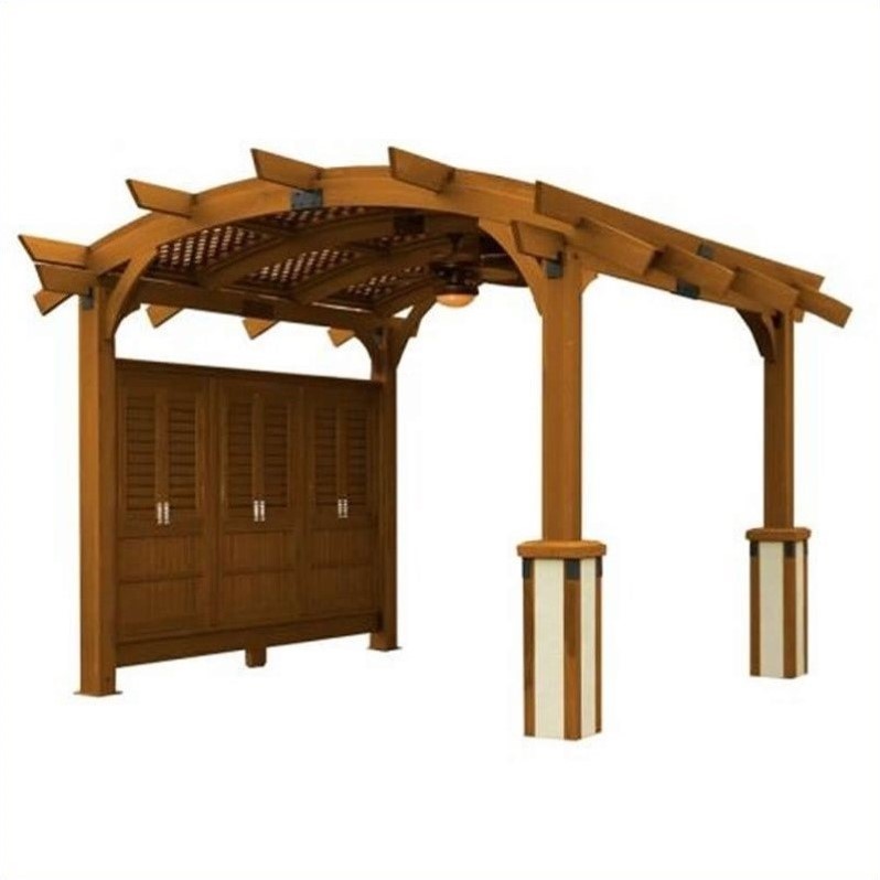 Bowery Hill 12' x 12' Arched Wood Redwood Pergola BH164113