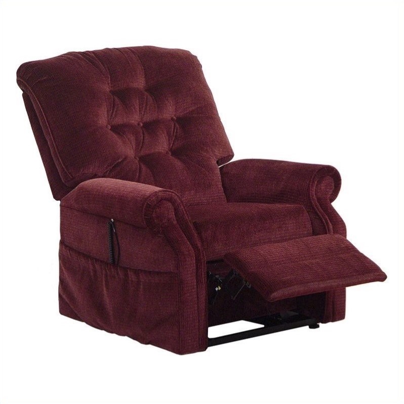 Bowery Hill Power Lift Full Lay Out Oversized Recliner Chair In Vino
