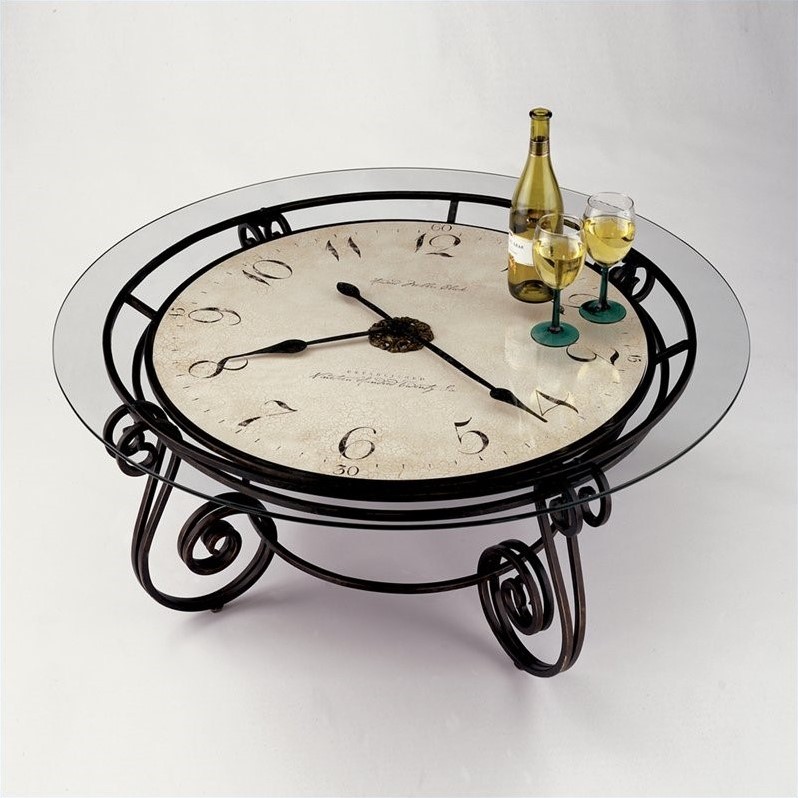 Bowery Hill Round Coffee Table Clock Bh 135744 Bowery Hill Round Coffee Table Clock