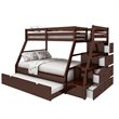 Bowery Hill Contemporary Pine Wood Twin over Full Storage Bunk Bed in Espresso