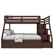 Bowery Hill Contemporary Pine Wood Twin over Full Storage Bunk Bed in Espresso