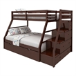 Bowery Hill Contemporary Pine Wood Twin over Full Storage Bunk Bed in Espresso