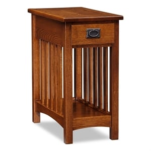 Bowery Hill Transitional Solid Ash Wood End Table in Medium Oak Brown