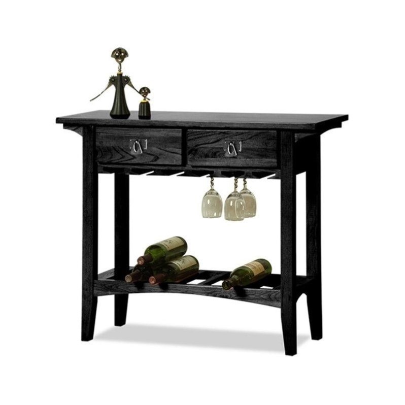 Bowery Hill Wine Stand with Storage Drawers in Black