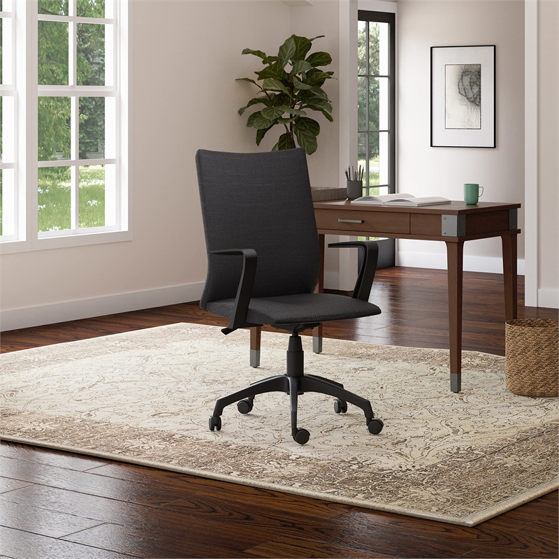 Bowery Hill Linen Office Chair in Black