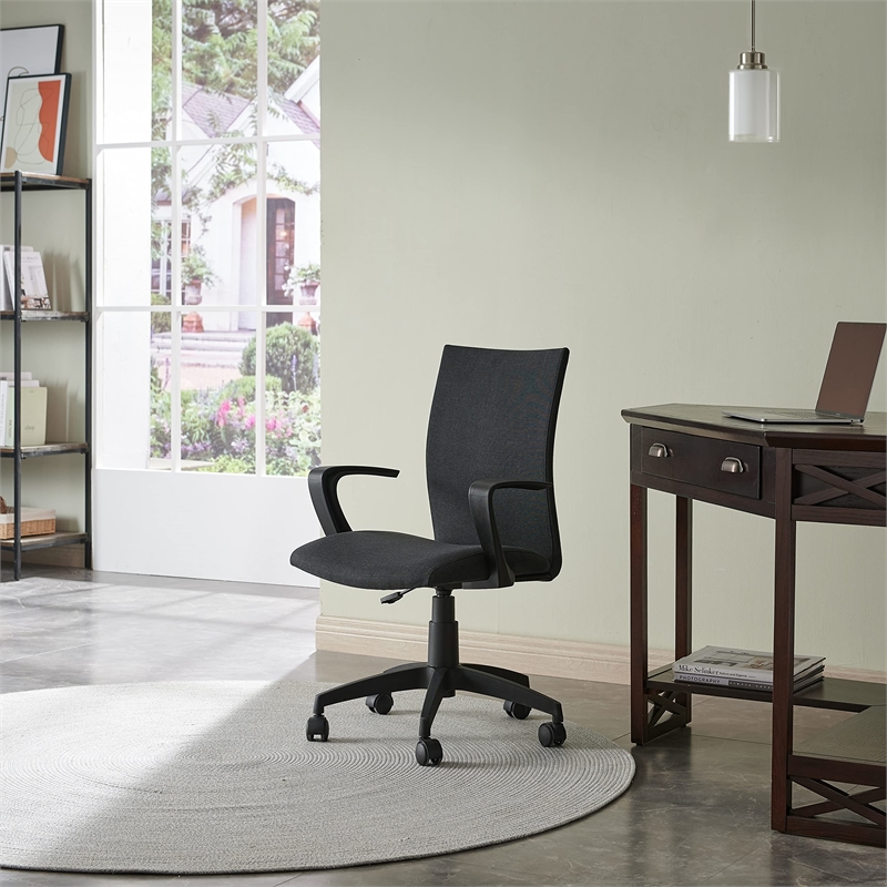 Bowery Hill Linen Office Chair in Black
