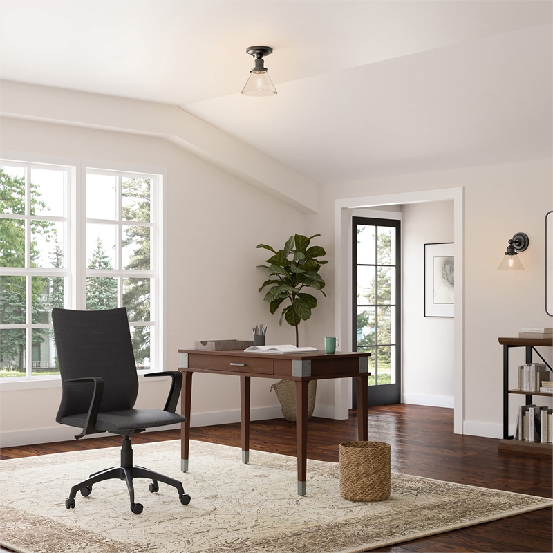 Bowery Hill Linen Office Chair in Black