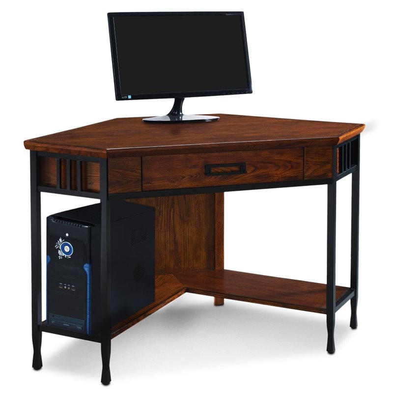 Bowery Hill Hardwood Corner Computer Desk/Writing Desk in Mission Oak