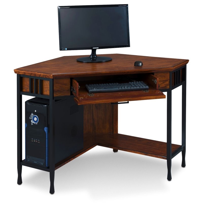 Bowery Hill Hardwood Corner Computer Desk/Writing Desk in Mission Oak