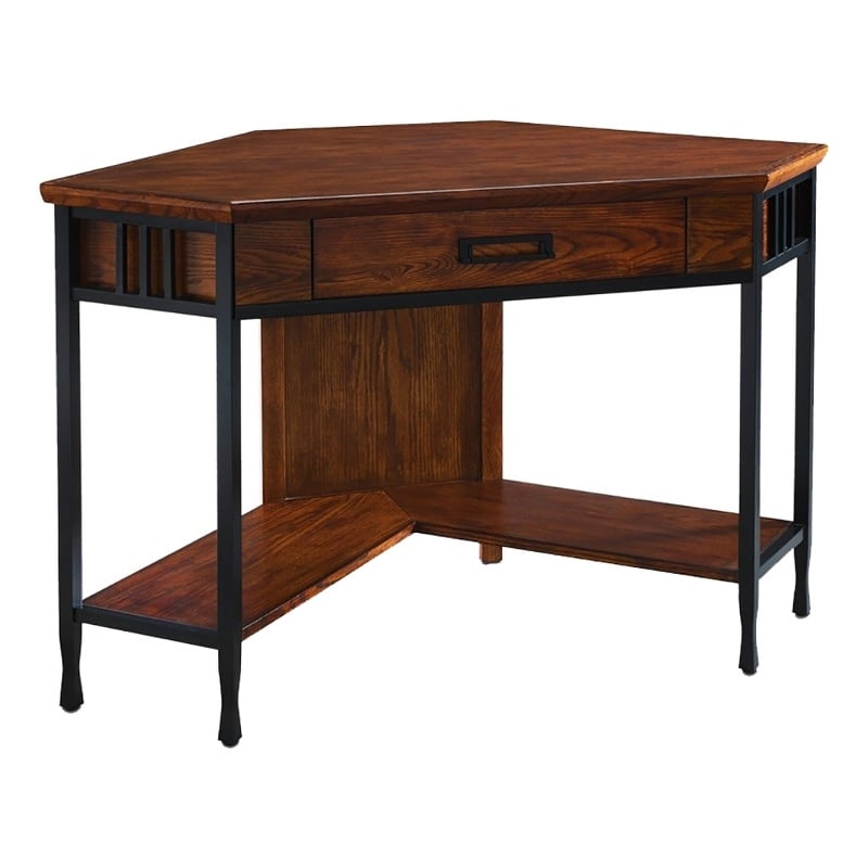 Bowery Hill Hardwood Corner Computer Desk/Writing Desk in Mission Oak