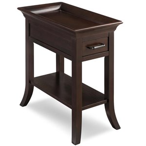 Bowery Hill Wood Tray Edge End Table in Rich Chocolate Cherry/Antiqued Bronze
