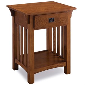 Bowery Hill Contemporary Solid Wood 1-Drawer Nightstand in Medium Oak