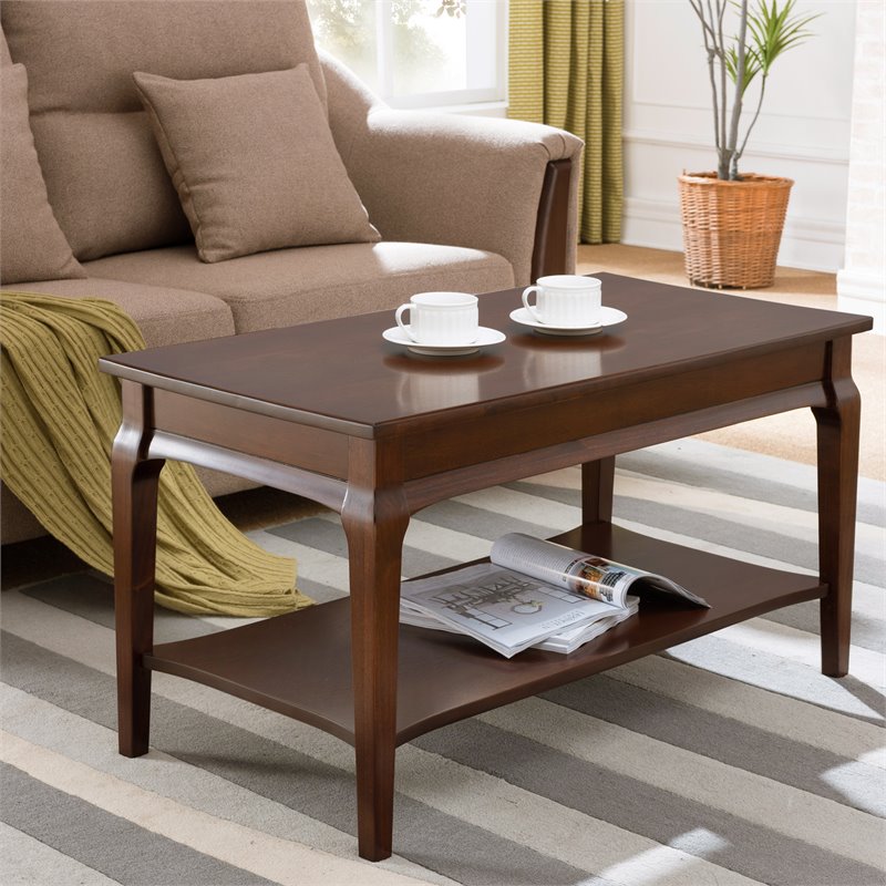 BOWERY HILL Coffee Table with Display Shelf in Heartwood Cherry 