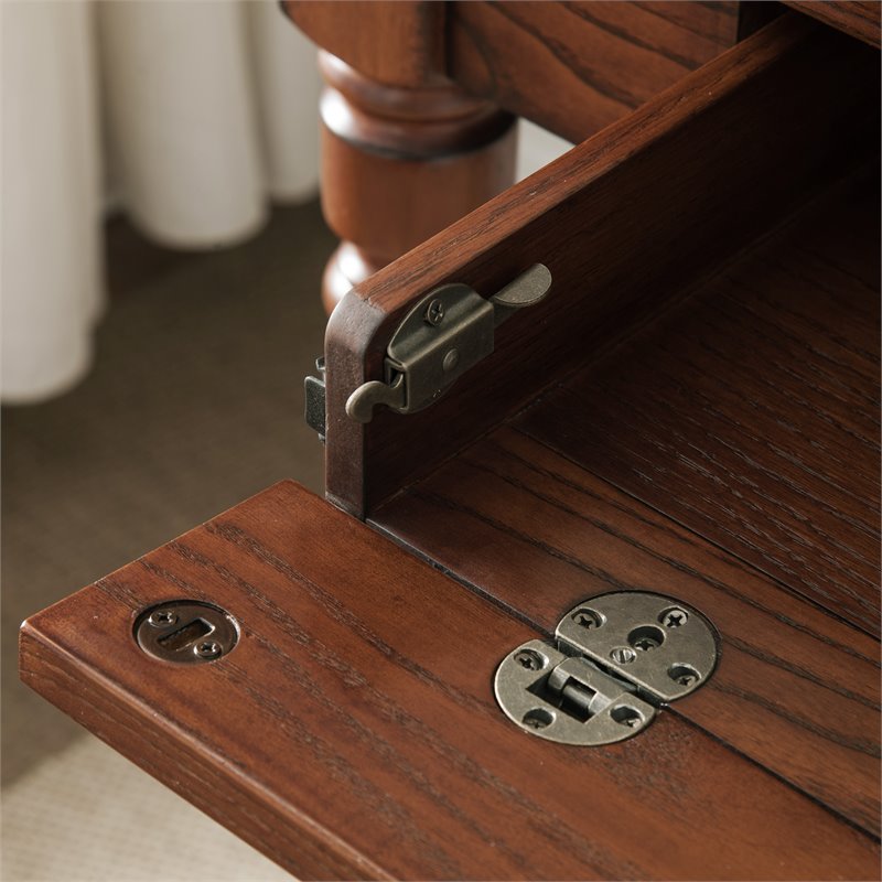 Bowery Hill Solid Wood Drop-Down Drawer Front Writing Desk in Mission Oak