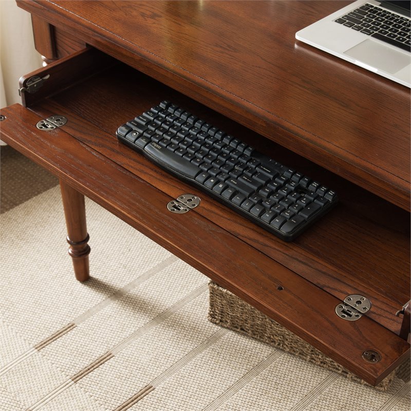 Bowery Hill Solid Wood Drop-Down Drawer Front Writing Desk in Mission Oak