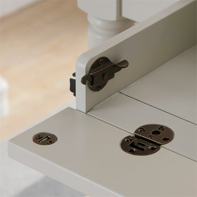 Bowery Hill Traditional Wood Writing Desk with Center Drawer in White