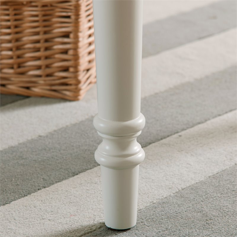 Bowery Hill Traditional Wood Writing Desk with Center Drawer in White