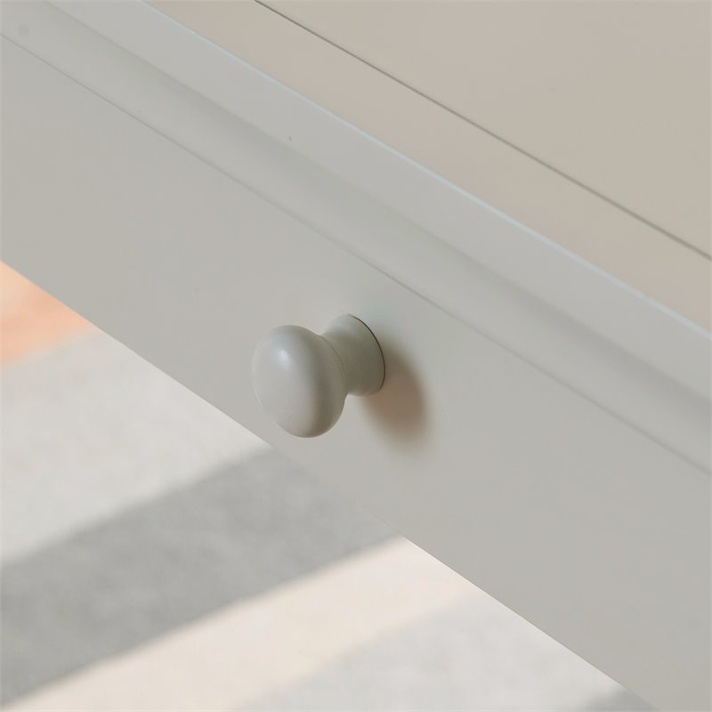 Bowery Hill Traditional Wood Writing Desk with Center Drawer in White