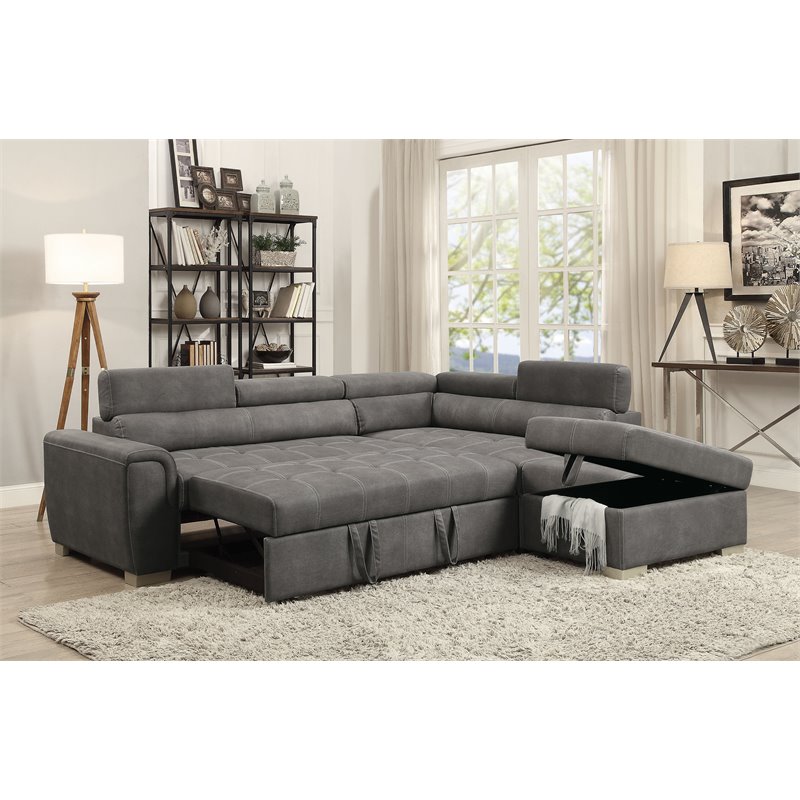 Bowery Hill Sectional Sleeper Sofa And, Sleeper Sofa With Chaise And Ottoman