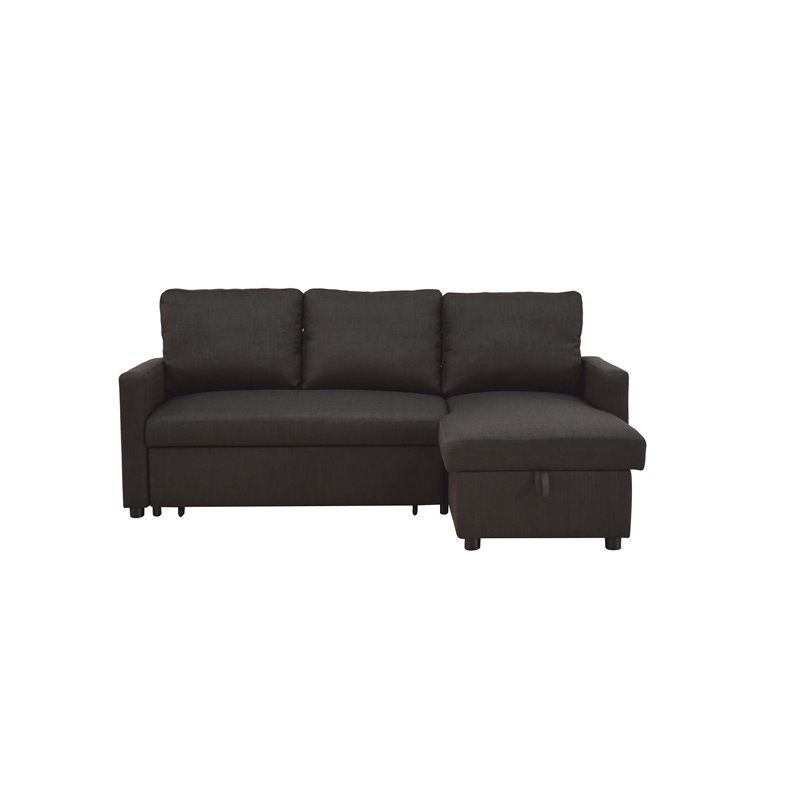 Bowery Hill Sectional Sofa with Sleeper in Charcoal Linen