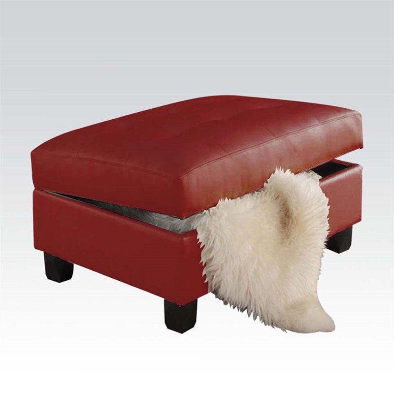 Bowery Hill Bonded Leather Storage Ottoman In Red Bh 1515496