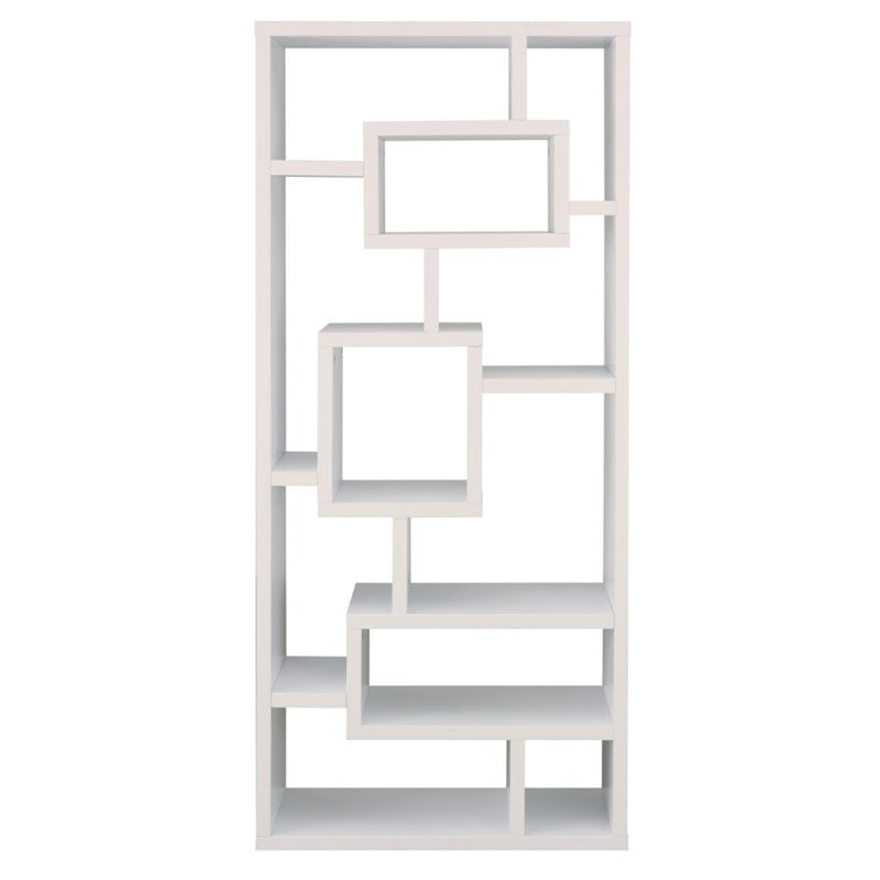 Bowery Hill Modern MDF/Wood Veneer Open-Back Bookcase in White