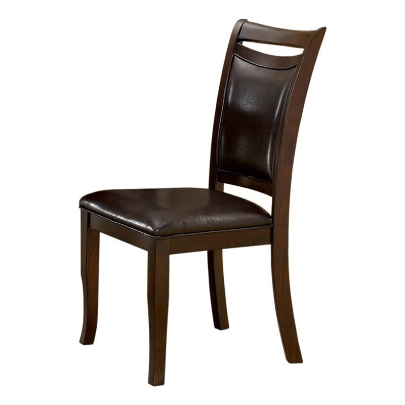 Bowery Hill Faux Leather Espresso Dining Chair Rectangular Padded 18.75