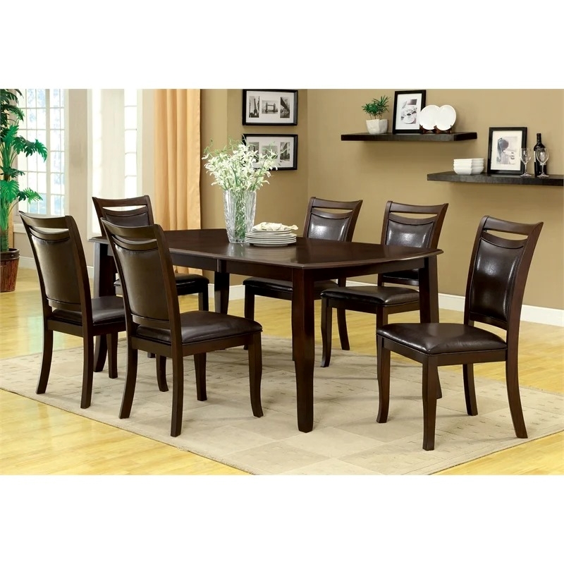 Bowery Hill Faux Leather Espresso Dining Chair Rectangular Padded 18.75
