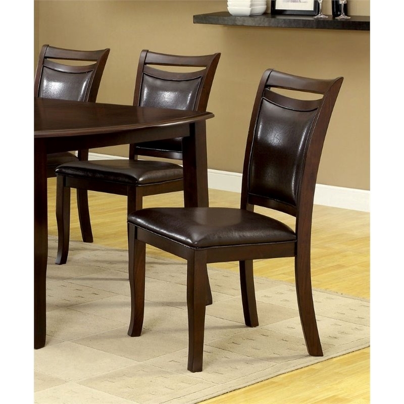 Bowery Hill Faux Leather Espresso Dining Chair Rectangular Padded 18.75