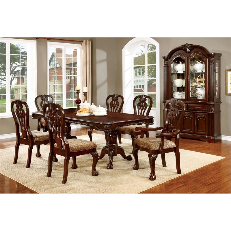 Bowery Hill 42'' Traditional Wood Dining Arm Chair in Cherry (Set of 2)