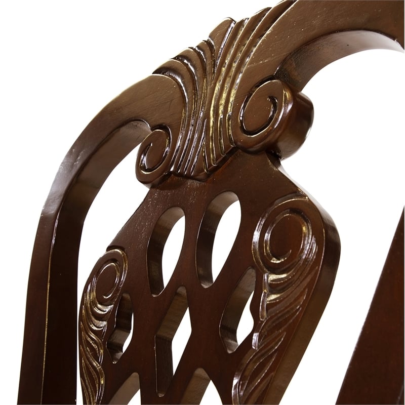 Bowery Hill 42'' Traditional Wood Dining Arm Chair in Cherry (Set of 2)