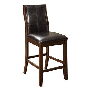 Bowery Hill 25.5&quotContemporary Faux Leather Counter Stool in Black (Set of 2)