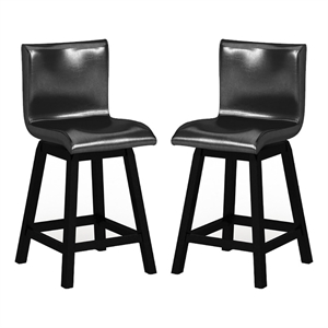 Bowery Hill 24.75&quotContemporary Faux Leather Counter Stool in Black (Set of 2)