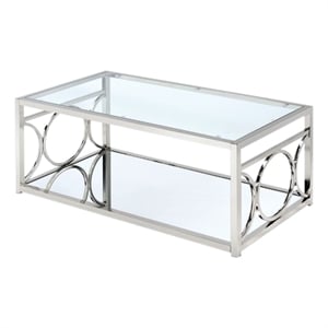 Bowery Hill Glass Coffee Table in Chrome Finish
